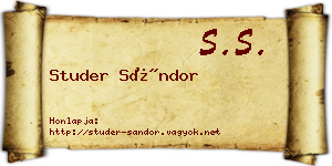 Studer Sándor névjegykártya